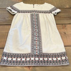Ella Moss Embroidered Linen Shift Dress XS